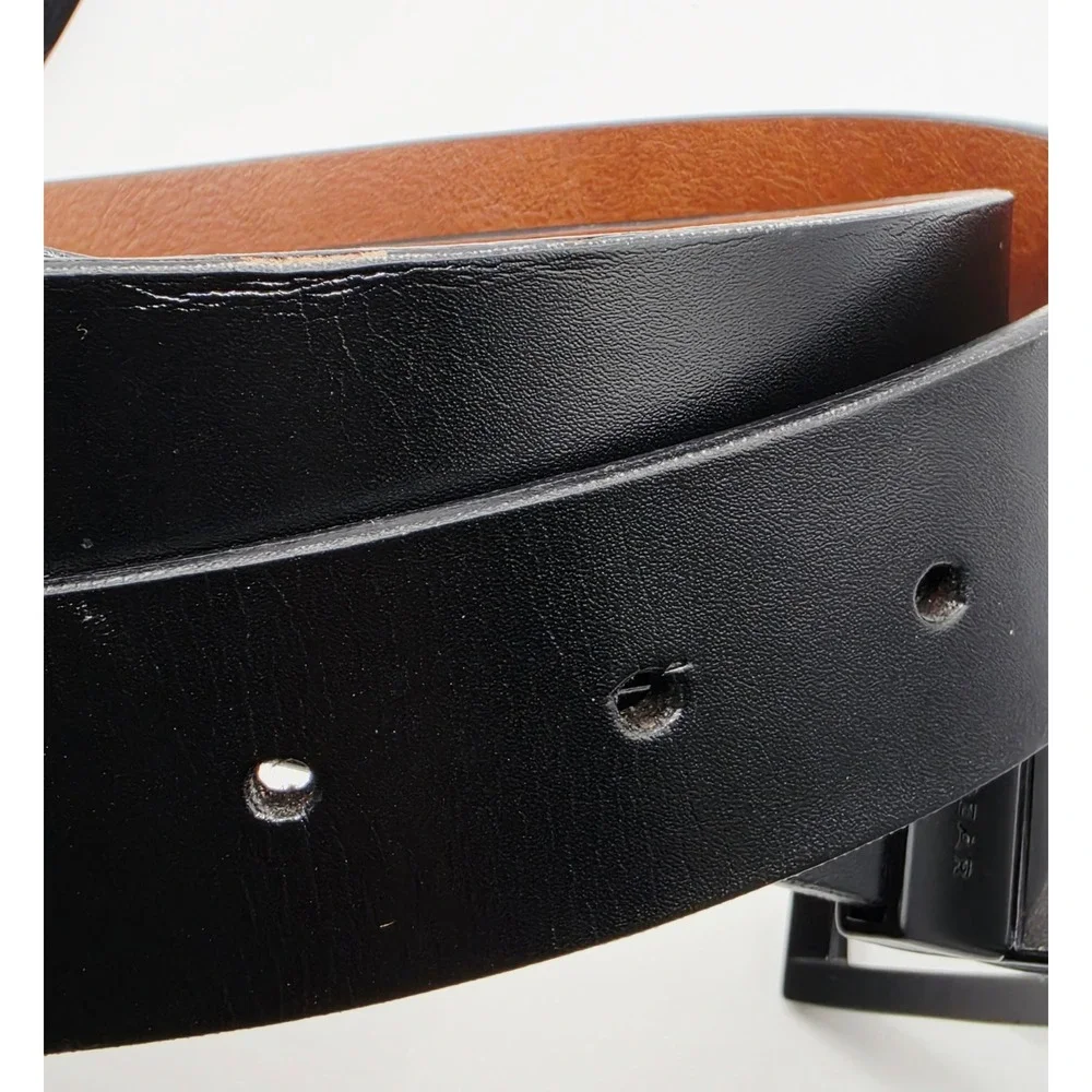 SwissGear Mens Reversible Belt Black Brown Matte Black Buckle